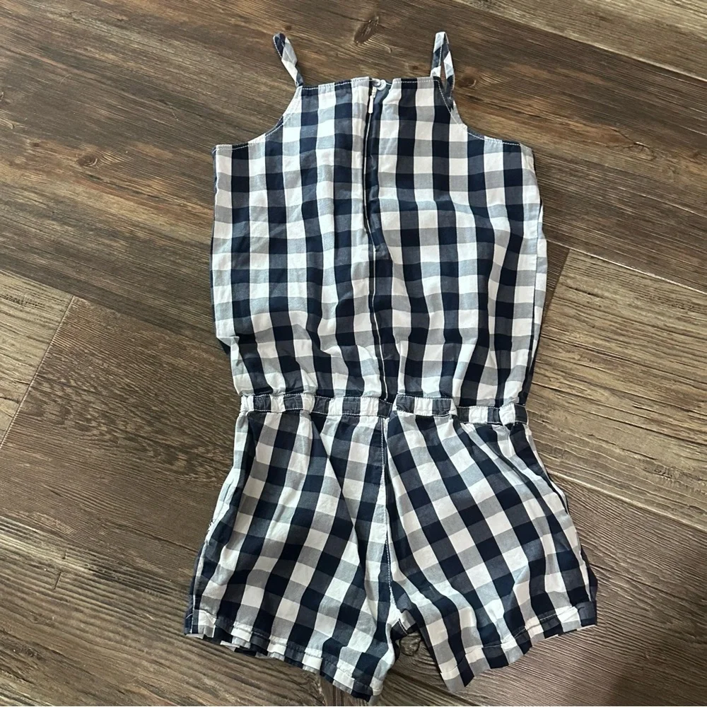 Baby GAP navy and white gingham checkered summer romper toddler girls 5